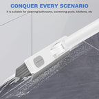 SetSail Grout Cleaner Brush with Long Handle, V-Shaped Floor Scrub Brush Swivel Grout Brush Stiff Bristle Floor Grout Scrubber for Bathroom, Tile Line, Crevice, Kitchen, Wall, Deck, Garage, White Grey