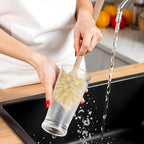 6 Pcs Bottle Brush, Natural Wood Dish Brush Scrub Brush with Long Beechwood Handle Bristles for Cleaning Bottles Mugs Jars Glasses Dishes Vases Pitchers, 13.78 x 2.6 Inches