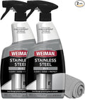 Weiman Stainless Steel Cleaner & Polish, 2 Pack, Anti Fingerprint Spray Stainless Steel Cloth, Water Spots & Grease, No Streaks or Residue, Safe for Metal Polish, Chrome, Appliances, Sinks & Grills