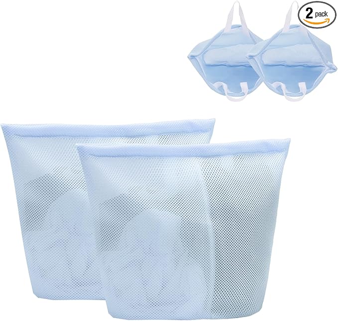 2 Pcs laundry bag with handles mesh laundry bags washing machine laundry totes travel storage and sorting bag for Clothes laundry bag for delicates(Blue2N)