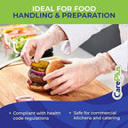 CARE PLUS Vinyl Gloves Clear Extra Large Size 200 Count | Heavy Duty, Non-Sterile, Powder-Free, Latex-Free Rubber | Food Prep, Kitchen & Cleaning Gloves, Ideal for Professional Use