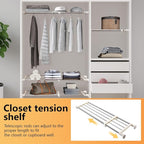 BAOYOUNI Adjustable Closet Tension Shelf Rod Expandable Clothes Hanging Rail Pole Dividers Wardrobe Space Saving Storage Organizer Ivory, 46.85-75 Inches