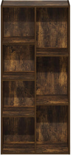 Furinno Luder 7-Cube Open Shelf Bookcase, Bookshelf, Amber Pine