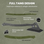 Tactical Axe with G10 Handle Camping Survival Hatchet, Multifunctional Hiking Outdoor Heavy Duty Full Tang Tomahawk Tools with Hammer, Unique Design Crowbar, Leather Sheath (Green)