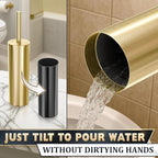 2 PCS Gold Toilet Brush and Holder Set - Brushed Stainless Steel Gold Toilet Bowl Brush and Holder with Replacable Head, Removable Inner Bowl, and Splash Protection - Dense Bristles for Cleaning