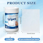 Nuanchu 3 Pack Glass Cleaning Wipes 180 Count Pre-moistened Glass and Original Ammonia-free Formula Surface Wipes for Mirrors, Windows, Kitchen, Home