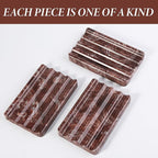 Koville Natural Marble Soap Dish for Shower, Red Marble Soap Tray for Bathroom, Bar Soap Holder for Sink, Stripe Grooves Saver Stone Soap Dish Keep Soap Bars Dry Easy Clean(Red Storm)
