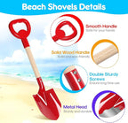 Dsmile 3 Pcs Beach Shovel Toy for Kids Digging 16" Long Metal Sand Shovel Sandbox,Sturdy Wooden Handle Metal Spade for Boy Girl, Travel Beach Toy Summer Fun Birthday