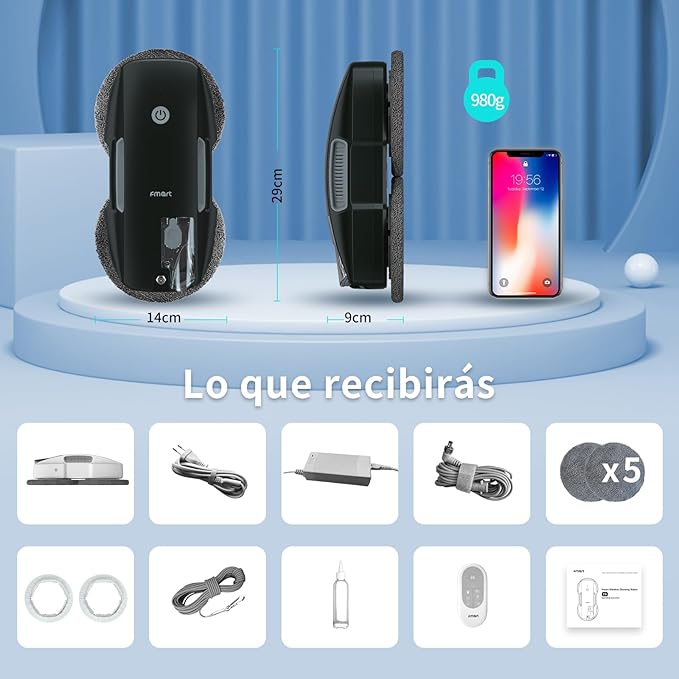 FMART T9Pro Window Cleaning Robot - 3800PA, Ultrasonic Water Spray, AI Path Planning, AI Edge Detection Window Cleaner Robotic with Remote Control & 10 Cloths - Deep Clean Windows, Tiles