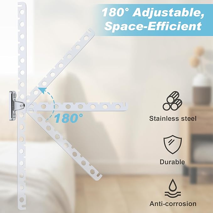 Alise Cloths Drying Rack Wall Mounted, Stainless Steel Folding Laundry Hanging Rack, Swivel Space Saving Clothes Hanger Racks for Bedroom Bathroom Laundry, Polished Chrome, Double Pack