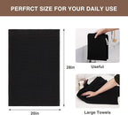 Homaxy 100% Cotton Oversized Waffle Weave Kitchen Dish Towels, Ultra Soft Absorbent Quick Drying Cleaning Towel, 20 x 28 Inches, 4-Pack, Black