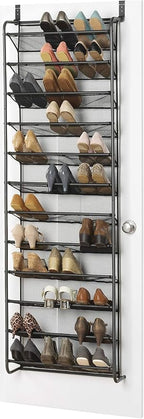 Whitmor Over The Door Shoe Organizer, Holds up to 36 Pairs of Shoes, Shoe Organizer for Closet, Metal & Mesh, Black