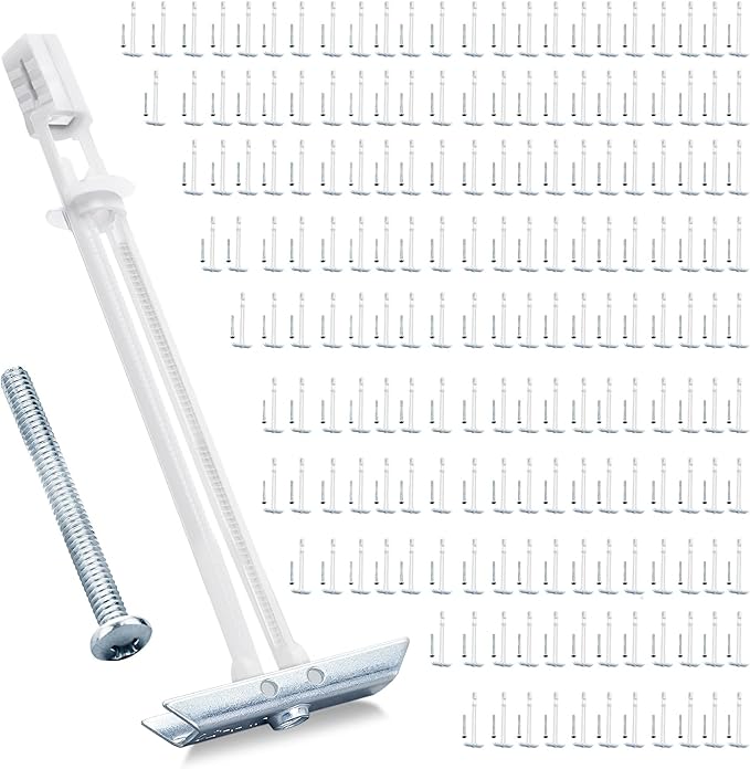 Heavy Duty Drywall Anchor Bolts with 1/4"-20 Fastener Suitable for TV Mounting Hollow Wall Anchor Bolt Screw Kit Supports Up to 270 lbs Each on 1/2 Inch Drywall Pack of 200
