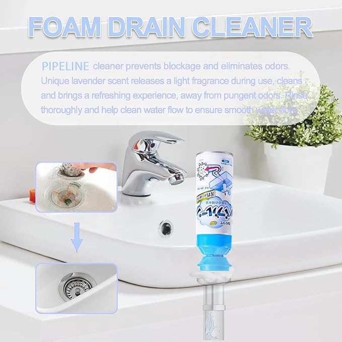 Foaming Drain Cleaner, Sink Cleaner and Deodorizer, Drain Clog Remover for Kitchen Sinks, Shower Drains, Tubs (2pcs)