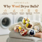 Hustle & Blush Fluff Ewes Wool Dryer Balls 6 Pack - XL Hedgehog and Homies Premium New Zealand Laundry Set, Reduces Drying Time, Static Control, Chemical Free, Ideal Holiday Gifts for Women & Men
