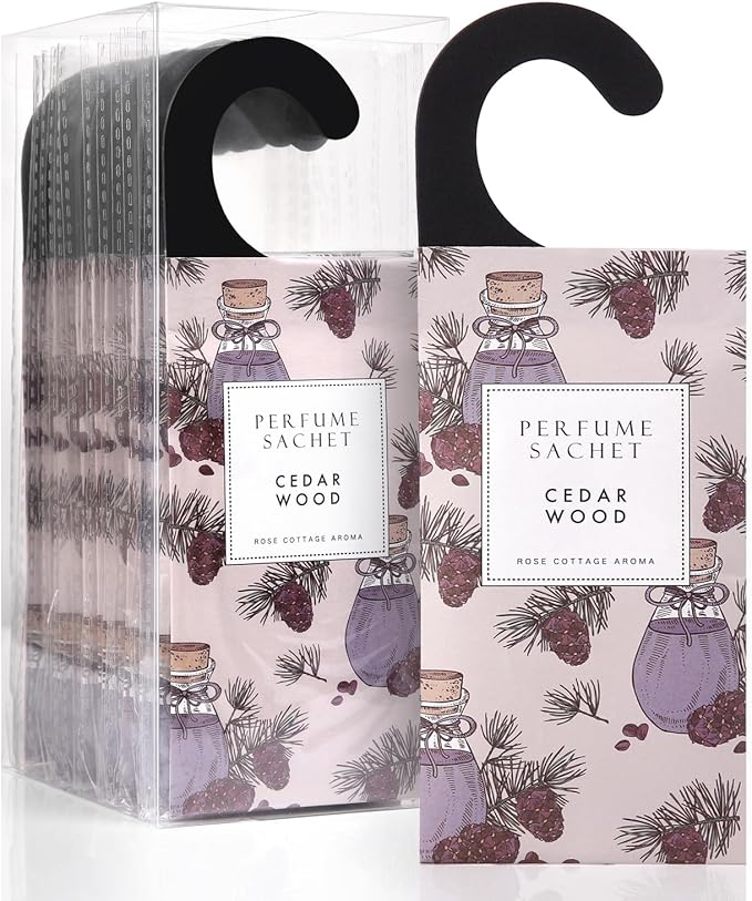 Large 12 Packs Cedar Wood Hanging Closet Deodorizer Air Freshener Long Lasting Scented Sachets Smell Goods for House