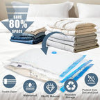 15 Jumbo Vacuum Storage Bags, Vacuum Seal Bags for Clothing Space Saver Compression Storage Bag with Hand Pump Extra Large for Clothing Travel Comforters Blankets Pillow Bedding Duvets Clothes