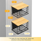 Ofiray-home Magnetic Shelf for Fridge Trash Bag Storage, 1 Pack Stackable Garbage Bag Holder with Bamboo Lid, Magnetic Storage Bin for Refrigerator, Under Sink, Kitchen Pantry Organization – Black