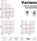 C&AHOME Wire Cube Storage, 9 - Cube Organizer Metal C Grids, Modular Shelves Units, Closet Organizer, Ideal for Home, Office, Living Room, 36.6”L x 12.4”W x 48.4”H, Pink UWCS3009P