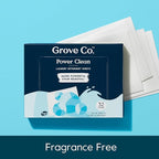 Grove Co. Laundry Detergent Sheets, Power Clean Dissolving Washer Sheets (2 Pack - 64 Loads) Tough Stain Remover, Unscented Free & Clear Formula
