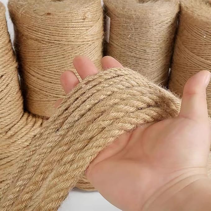 RANIT 5mm Dia 3Ply Jute Twine, 328 Feet Braided Natural Jute Rope for Artworks and Crafts, Macrame Projects, Gardening Applications