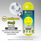 Smilyeez Smile Head for Scotch Brite Dishwand with Yellow Scrub Moji Sponges