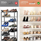 LANTEFUL Tall Shoe Rack 10 Tier Shoe Organizer Large Shoe Shelf with 18 Hooks Storage for 50 Pair Sneaker and Boot, Stackable Vertical Shoe Rack Organizer for Closet, Entryway, Bedroom, White