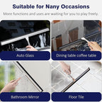 TOOVEM 14 Inch Shower Squeegee for Glass Doors, Window, Bathroom, Car Windshield, Shower Cleaning Tools with S Hook, Square Sticky Hook (Silver)