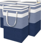 BlissTotes 3-Pack Laundry Basket, Freestanding＆Waterproof Laundry Hamper, Collapsible Tall Clothes Hamper with Easy Carry Handles for Clothes, Towels in the Family and Dorm,Gradient Blue,75L