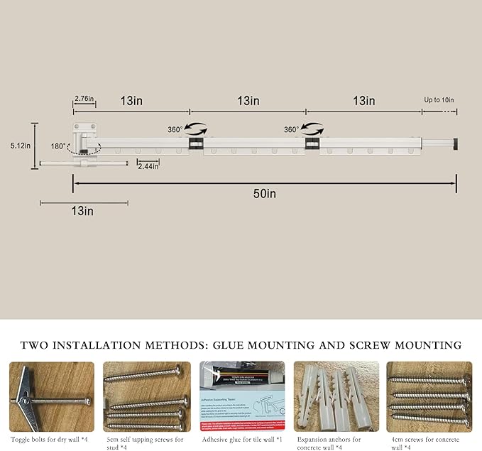 Clothes Drying Rack Wall Mounted Foldable Laundry Drying Rack Collapsible/Retractable Space Saving Laundry Hanger Dryer Rack with Additional Bar-Matte White