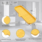 Silicone Bathroom Soap Dishes with Drain Spout-Bathroom and Kitchen Sink Organizer,Sponge Holder,Dish Soap Tray,Perfect for Dispenser,Scrubber,Bottle,Cup on Sink or Counter-Yellow 12"×4"
