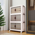 Luxdecor 400Qt Storage Bins With Lids-Stackable Plastic Storage Bins on Wheels, Closet Organizers and Storage,Collapsible Storage Cabinet with Doors for Office Garage Kitchen Under Stairs,Larger 5Tier