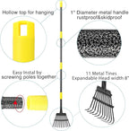Garden Leaf Rake for Leaves with 32 Gallon Lawn and Leaf Bags & Leaf Scoops, Adjustable 11 Tines 9" Wide Small Adult Kids Lawn Shrub Yard Landscape Metal Rake Heavy Duty Long Handle 30-60