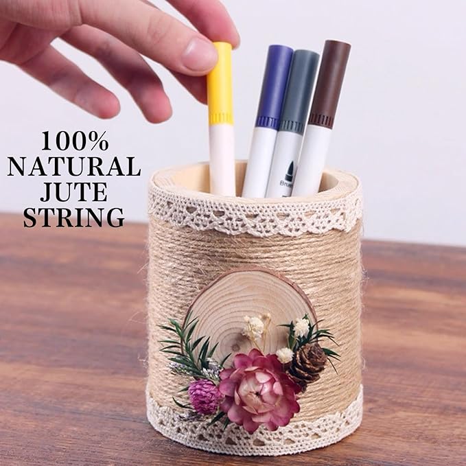 2mm Natural Jute Twine String 1500 Feet Long Jute Rope for Crafting Plant Gardening Gift Christmas Handmade Arts Wrapping Twine Cord Crochet Knitting DIY Home Decor