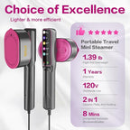 1200W Steamer for Clothes 15-Second Fast Heat-Up 5 Mode LCD Touch Display Portable Handheld Garment Steamer 110ml Tank Wet/Dry Ironing for Travel Home & Business