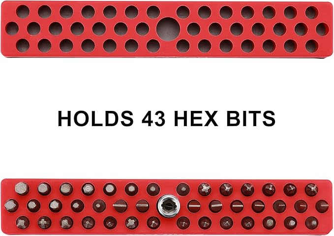 Mayouko 3PCS 1/4" Magnetic Hex Bit Holder Rack Organizer, 129 Holes, 1/4-Inch Drill Bit Holder, 3 Racks, Magnetic Bit Holder with Magnet Base for Screwdriver Bits
