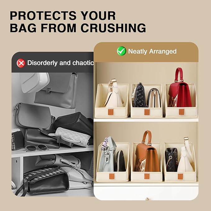DIMJ Closet Organizers for Purses and Bag Storage, 6 PackSmall Storage Bins Foldable, Storage Baskets for Shelves, Wardrobe, Bedroom, Office, Fabric Cube Storage, 5.9 x 11.8 x 6.7 in
