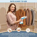 Steamer for Clothes, 2in1 Handheld Garment Steamer and Iron, Fast Heat-Up, Large Leak-Proof Water Tank, Anti-Spit Technology, 1000W Portable Steamer for Wrinkles, Safe on All Fabrics