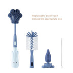 Cup Cleaning Brush, Silicone Baby Bottle Brush with Stand, Large Handle Water Bottle Brush Cleaner Set, with a Tiny Cup Lid Gap Cleaning Brushes Kit, Pawprint, Blue
