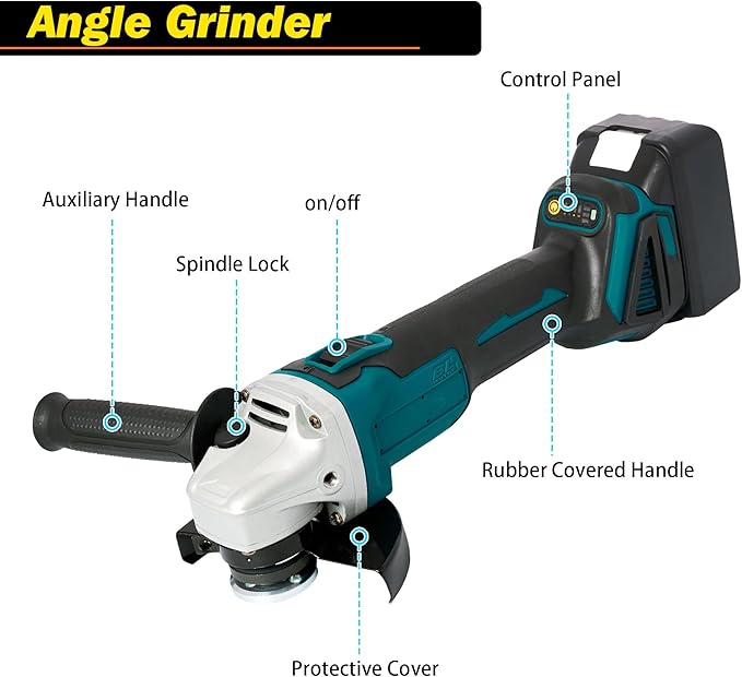 4 Sets Cordless Tools Combo Kit Set SELFIE CAT Drill and Impact Driver Combo High Torque Electric Tools Kit Hammer/Angle Grinder/Impact Wrench/Drill Impact Drill Set With 4 Batteries and 2 Chargers