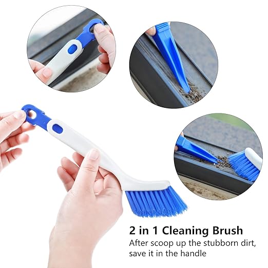 Patelai 4 Pieces Cleaning Brush Sets Small Scrub Brush Household Use for Cleaning Bottle Sink Kitchen Sink Corner Dish Edge Grout Bathroom Sliding Door Window Track(White, Blue)