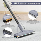 Carpet Rake for Pet Hair Removal - 3 in 1 Pet Hair Remover Tool with 58" Adjustable Long Handle,Reusable Dog & Cat Carpet Scraper,Pet Hair Remover for Rugs,Mats,Couch,Curtains(Gray)