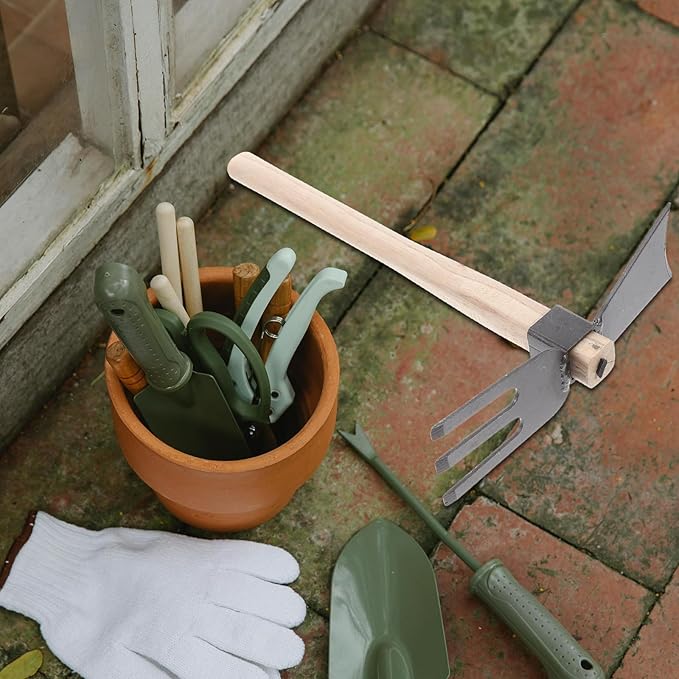 Hoe Hand Tools Garden Tool Dual Headed Hoe Hand Rake Mini Hoes Planting Gardening Hoe Hoe Garden Tool Garden Tools for Gardening Set Outdoor Iron Household Gadgets Hoes