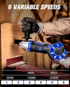 AVID POWER Oscillating Tool, 3.5-Amp Oscillating Multi Tool with 4.5° Oscillation Angle, 6 Variable Speeds and 13pcs Saw Accessories, Auxiliary Handle and Carrying Bag - Blue