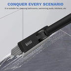 SetSail Grout Cleaner Brush with Long Handle, V-Shaped Floor Scrub Brush Swivel Grout Brush Stiff Bristle Floor Grout Scrubber for Bathroom, Tile Line, Crevice, Kitchen, Wall, Deck, Garage, Black Grey