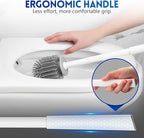 2 Pack Silicone Toilet Brush, Soft Toilet Bowl Cleaner Brush Set for Deep Cleaning. Bathroom Accessories with Long Handle, Wall mountable. - White