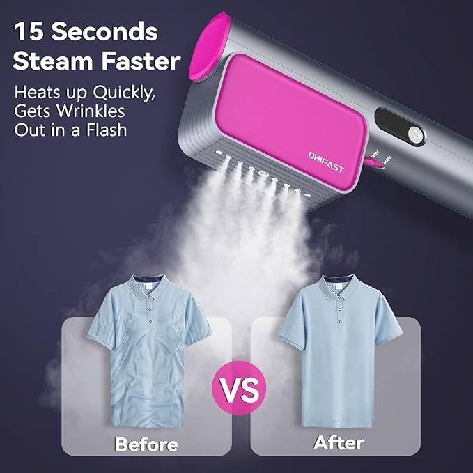 Dual Voltage Travel Steamer for Clothes, 100-240V Portable Handheld Garment Steamer, 15s Fast Heat-up, 9 Mins Continuous Steam, 2-in-1 Iron Steamer for Global Travel and Home