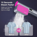 Dual Voltage Travel Steamer for Clothes, 100-240V Portable Handheld Garment Steamer, 15s Fast Heat-up, 9 Mins Continuous Steam, 2-in-1 Iron Steamer for Global Travel and Home