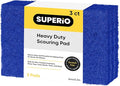 Scouring Pad Non-Scratching Scrubber Non-Scratch Cleaning Scrub Pads, Heavy Duty Scouring Pad, Reusable Kitchen Scrubbing Pad Pack of 3, Blue, By Superio