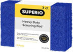 Superio Heavy Duty scouring Pads Non-Scratching Scrubber, Non-Scratch Cleaning Scrub Pads, Eco-Friendly Reusable Kitchen Scrubbing Pad, Great for Non-Stick Cookware